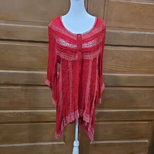 Chic Red Lace Women's Blouse